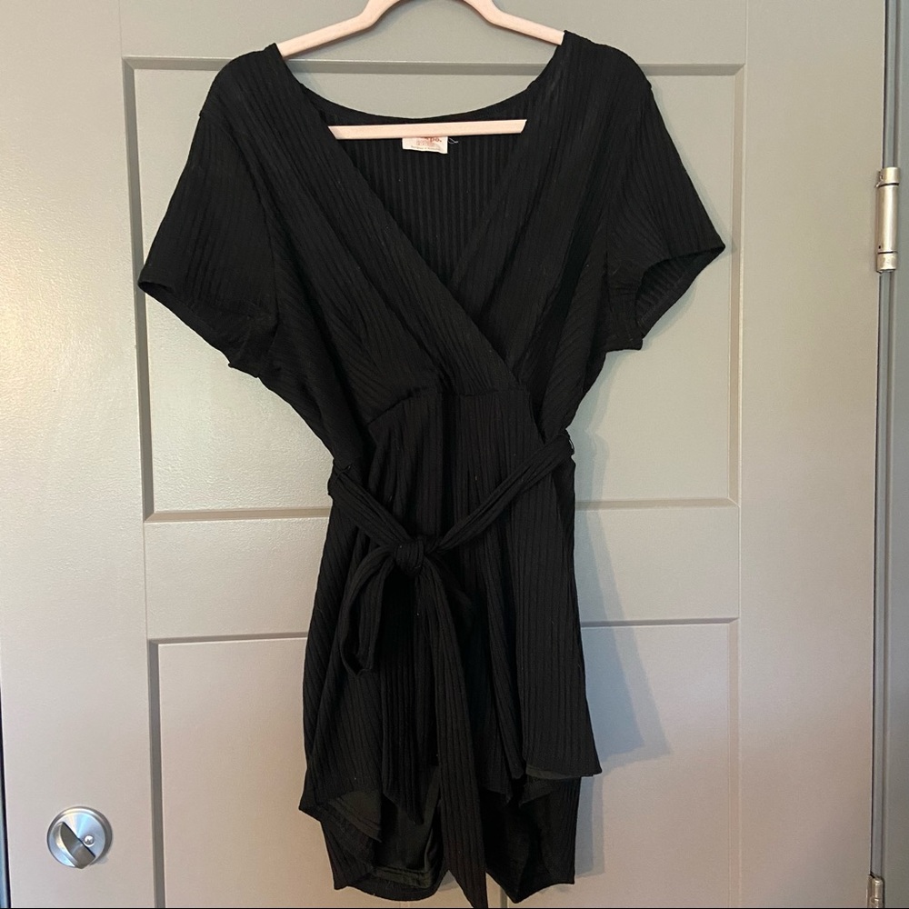 Black Ribbed Romper